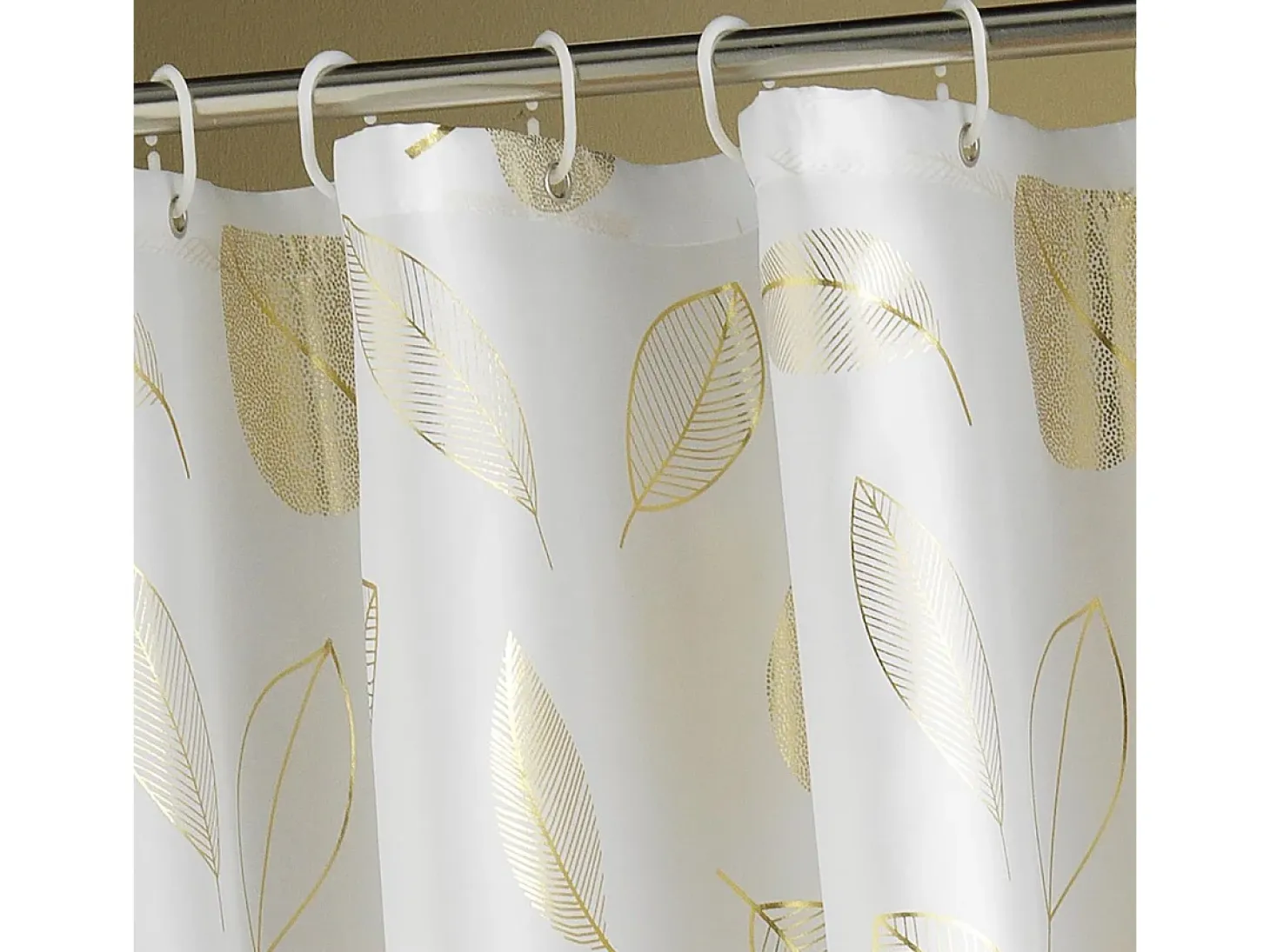 Cortina de ducha con ganchos Joya Golden Leaves 180 x 200 cm