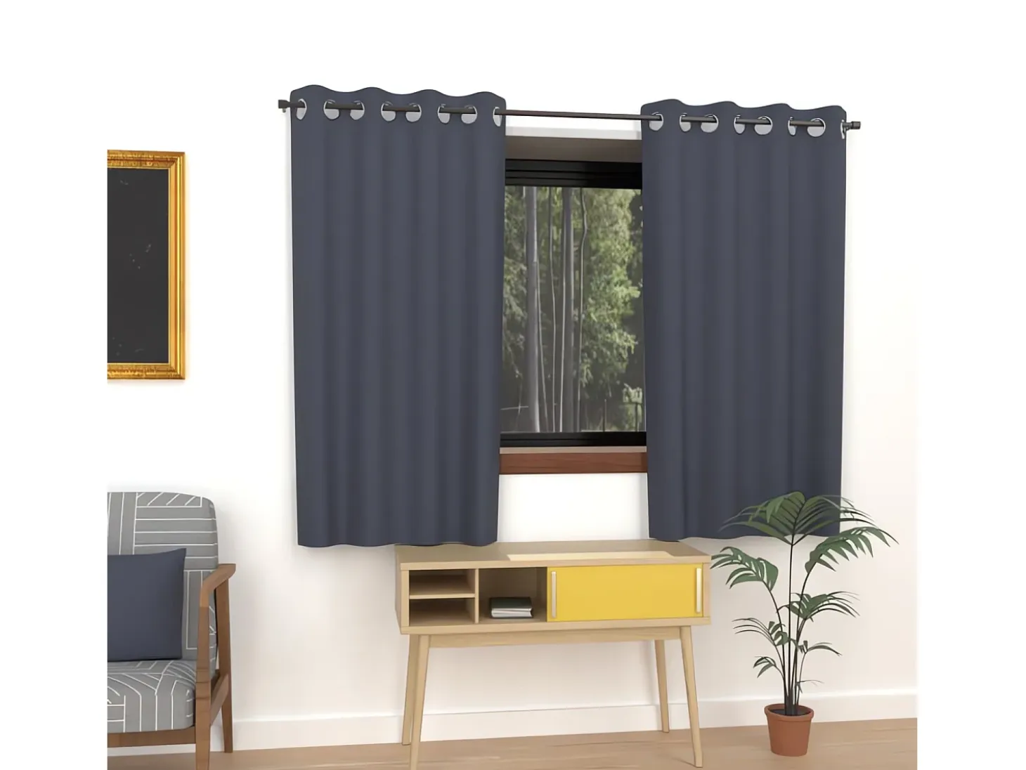 Cortina lisa con ojales antiarrugas 135x180 cm ALIX blue jeans