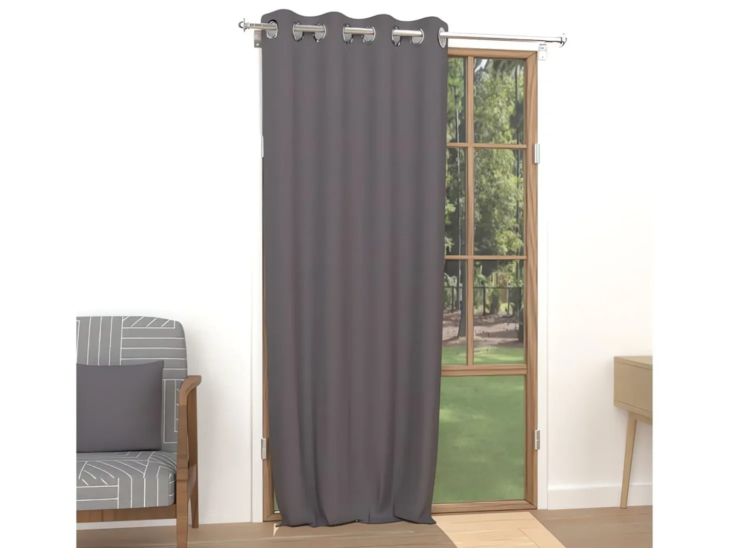 Cortina lisa con ojales antiarrugas 135x250 cm ALIX antracita