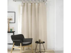 Cortina natural con pompones 140 x 240 cm
