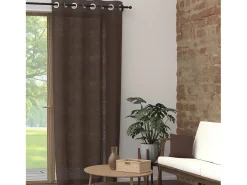 Cortina ojales de algodón puro 135x300 cm PANAMÁ marrón, por Soleil d'Ocre