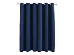 Cortina opaca con anillas de metal azul 290x245 cm ES878724