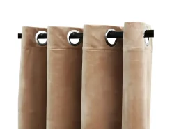 Cortina opaca con anillas de metal terciopelo beige 290x245 cm ES596579