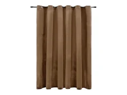 Cortina opaca con anillas de metal terciopelo beige 290x245 cm ES596579