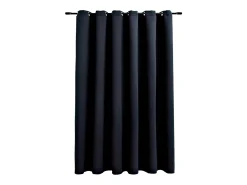 Cortina opaca con anillas de metal negro 290x245 cm ES730953