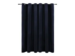 Cortina opaca con anillas de metal terciopelo negro 290x245 cm ES852763
