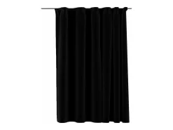Cortina opaca con ganchos look de lino negro 290x245 cm ES733960