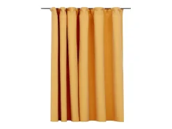 Cortina opaca con ganchos look de lino amarillo 290x245 cm ES963811