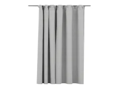 Cortina opaca con ganchos look de lino gris 290x245 cm ES458361