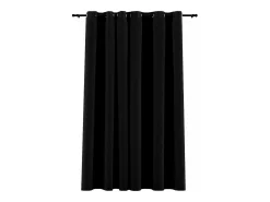 Cortina opaca con ojales look de lino negro 290x245 cm ES793549