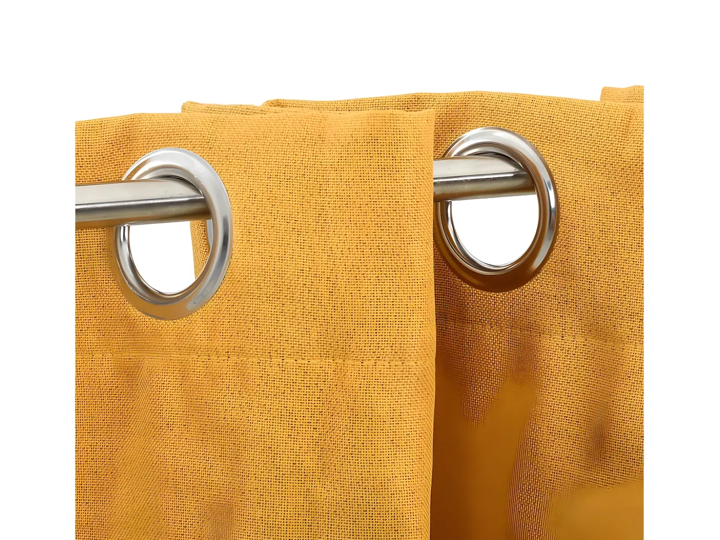 Cortina opaca con ojales look de lino amarillo 290x245 cm ES903763