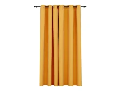 Cortina opaca con ojales look de lino amarillo 290x245 cm ES903763