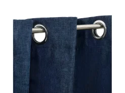 Cortina opaca con ojales look de lino azul 290x245 cm ES964938