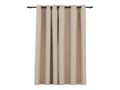 Cortina opaca con ojales look de lino beige 290x245 cm ES107207