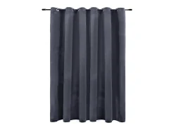 Cortina opaca y anillas de metal terciopelo antracita 290x245cm ES749493