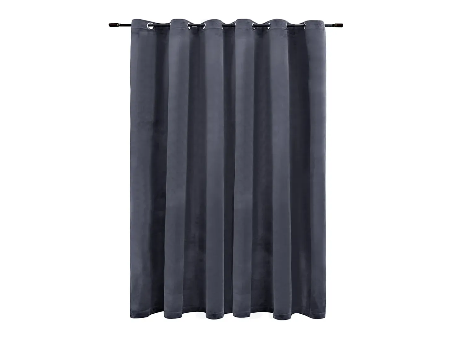Cortina opaca y anillas de metal terciopelo antracita 290x245cm ES749493
