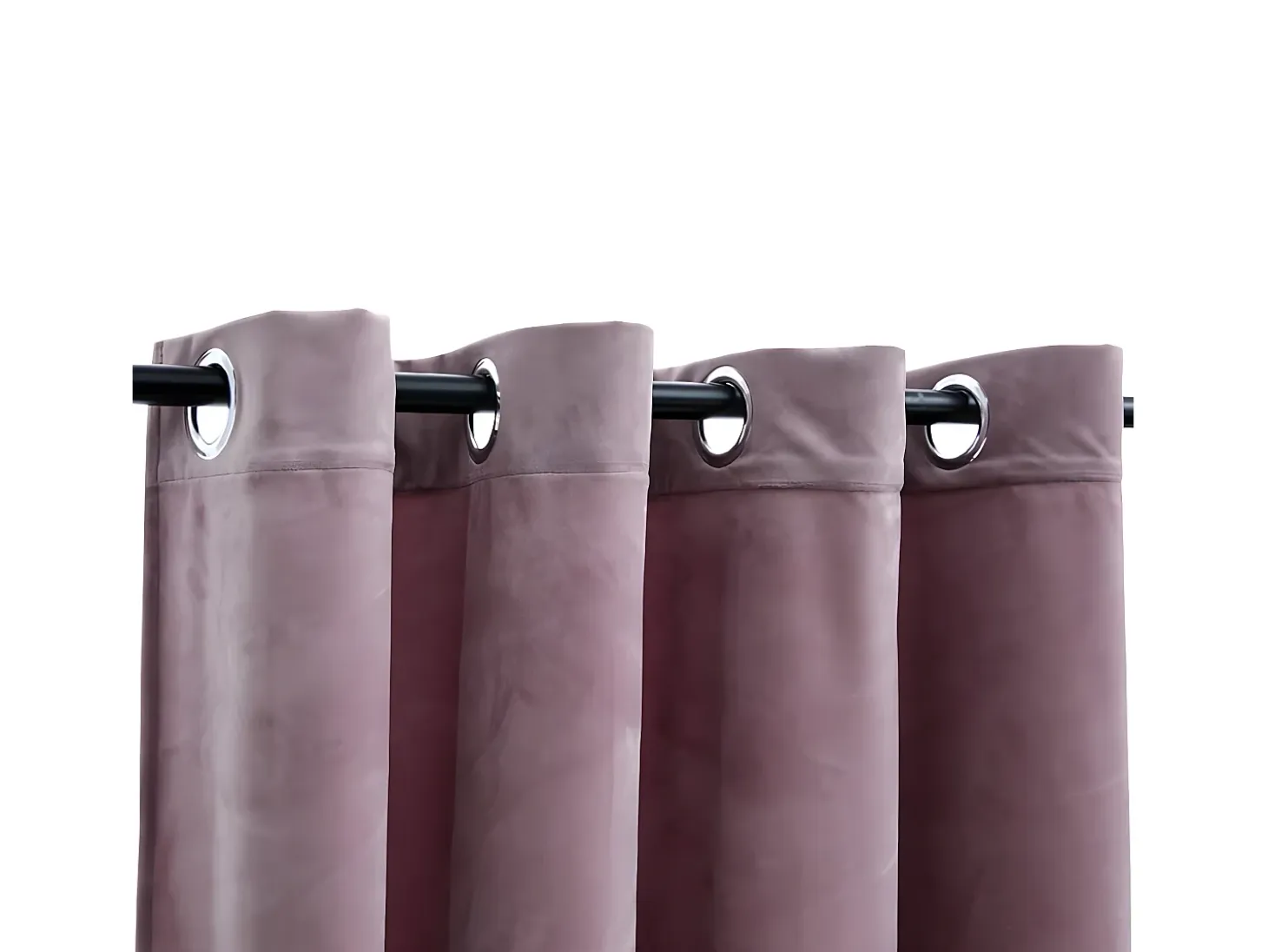 Cortina opaca y anillas metal terciopelo rosa viejo 290x245cm ES545912