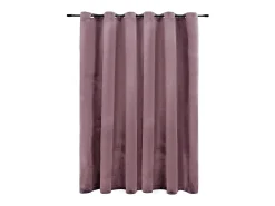 Cortina opaca y anillas metal terciopelo rosa viejo 290x245cm ES545912