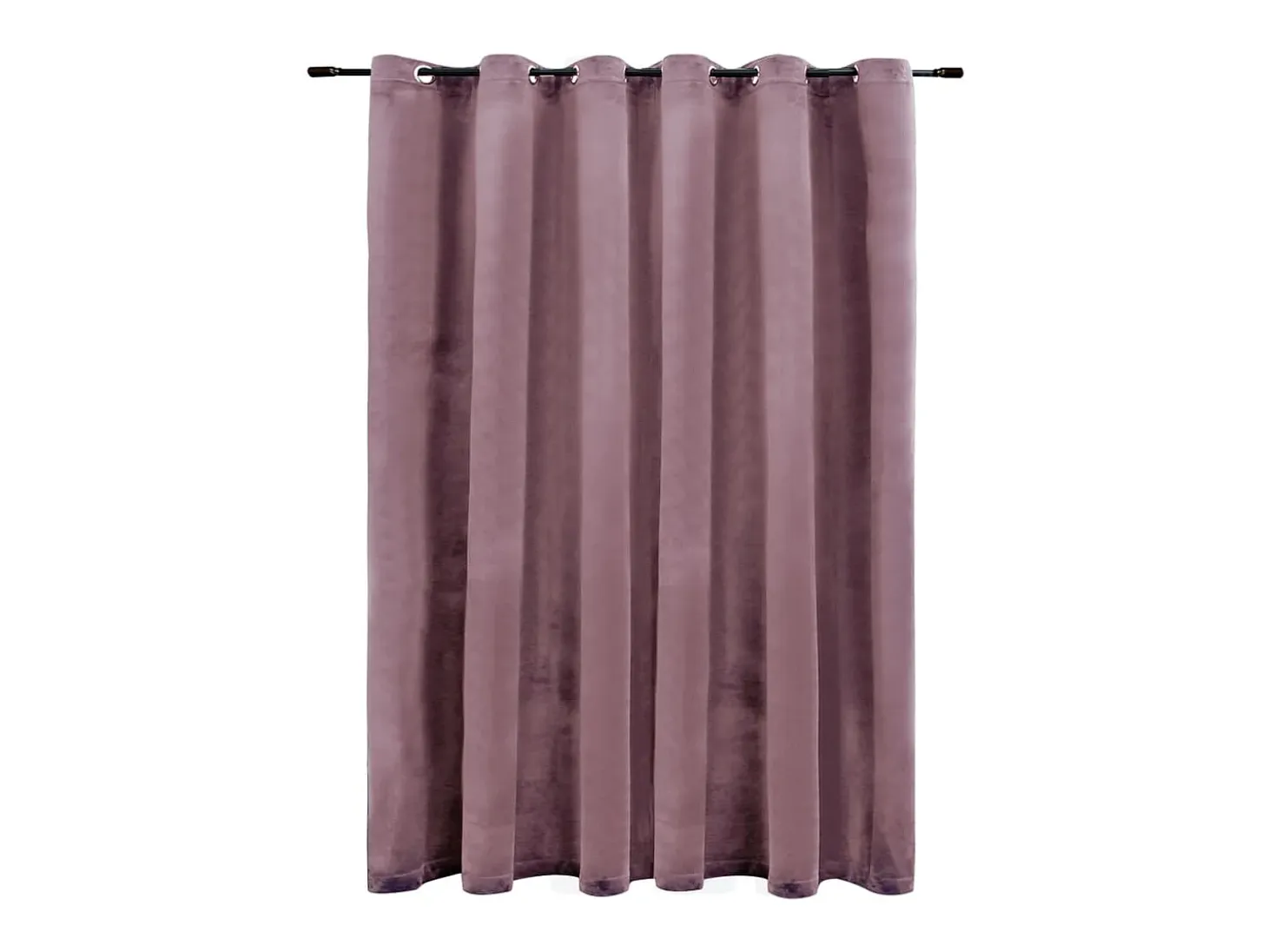 Cortina opaca y anillas metal terciopelo rosa viejo 290x245cm ES545912