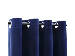 Cortina opaca y anillas metal terciopelo azul oscuro 290x245 cm ES193420