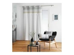 Cortina semi-opaca parte superior rayadas con pompones 140 x 240 cm