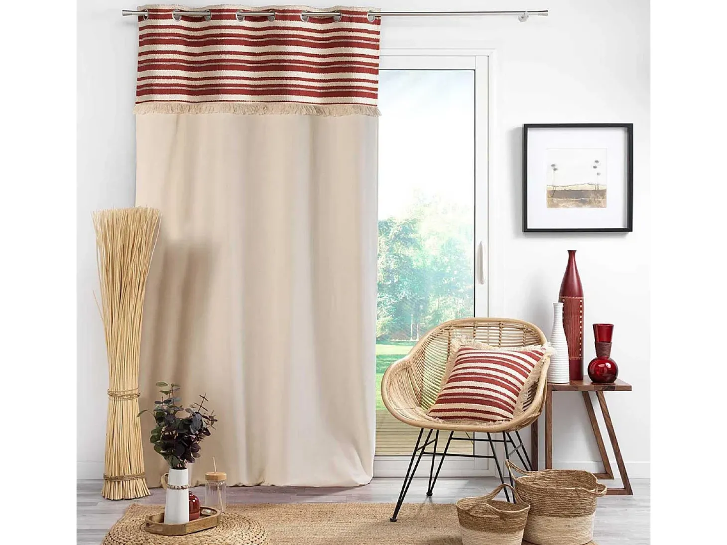 Cortina superior tejida y con flecos 140 x 240 cm