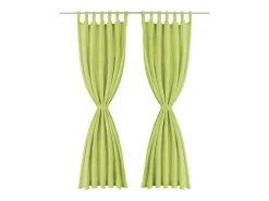 Cortinas de micro-raso con bucles 2 unidades 140x175cm verde ES376622