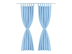 Cortinas de micro-raso con bucles 2 unidades 140x175cm turquesa ES583269