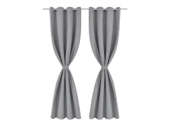 Cortinas opacas 2 piezas con ojales de metal 135x175 cm gris ES695410