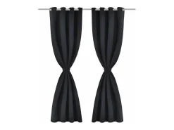 Cortinas opacas 2 piezas con ojales de metal 135x175 cm negras ES654755