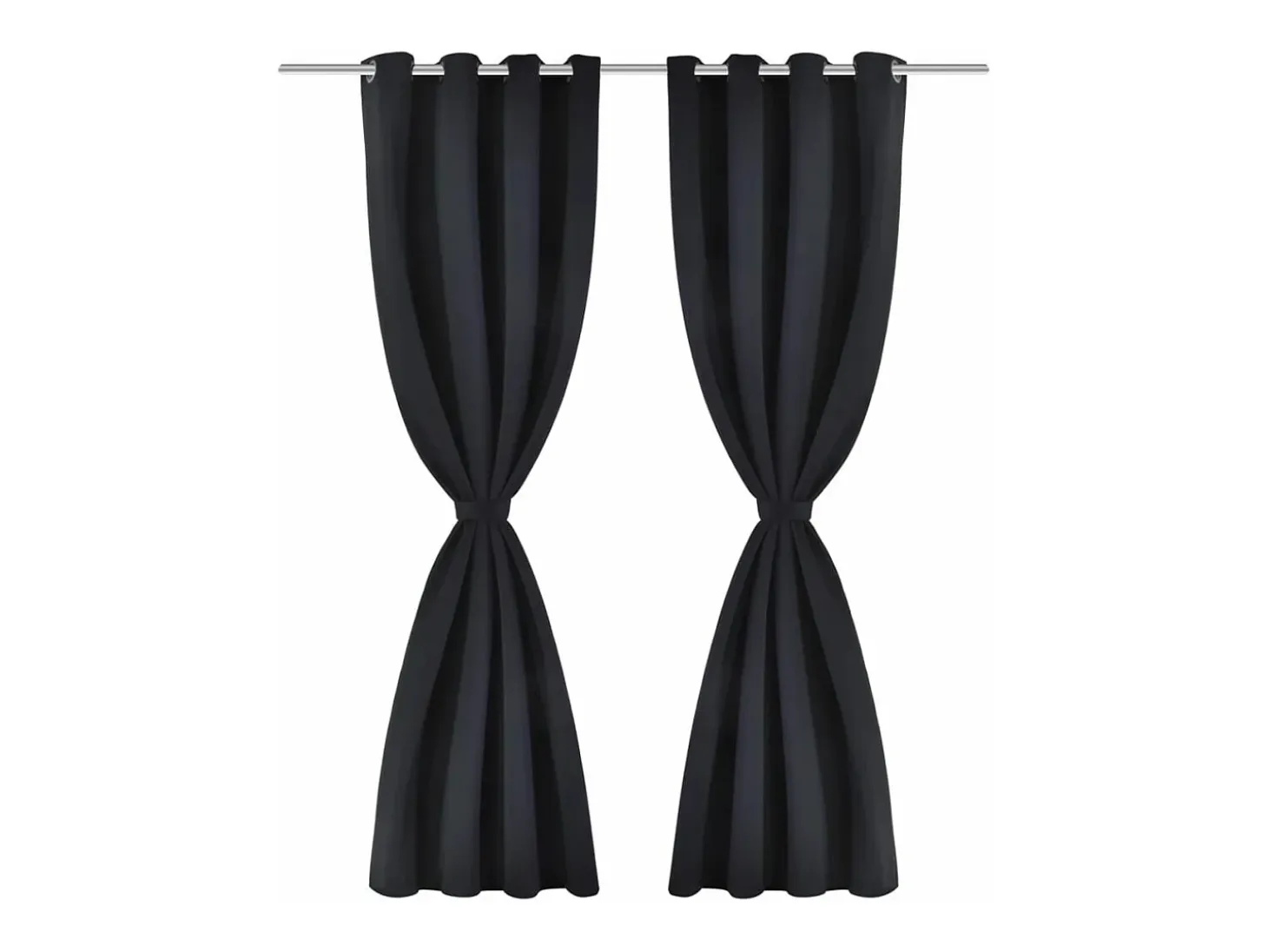 Cortinas opacas 2 piezas con ojales de metal 135x175 cm negras ES654755