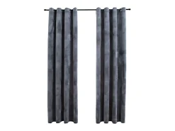 Cortinas opacas anillas 2 uds terciopelo antracita 140x225 cm ES781716