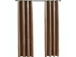 Cortinas opacas con anillas 2 uds terciopelo beige 140x225 cm ES380248