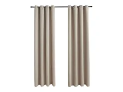Cortinas opacas con anillas de metal 2 uds beige 140x225 cm ES679142