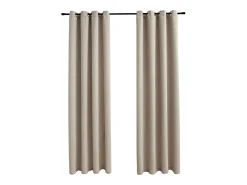 Cortinas opacas con anillas de metal 2 piezas beige 140x245 cm ES843034