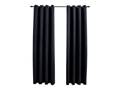 Cortinas opacas con anillas de metal 2 piezas negro 140x175 cm ES240519