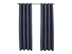 Cortinas opacas con anillas de metal 2 pzs antracita 140x225 cm ES865508
