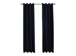 Cortinas opacas con anillas 2 uds terciopelo negro 140x245 cm ES622416