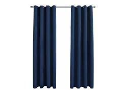 Cortinas opacas con anillas de metal 2 uds azul 140x225 cm ES179296