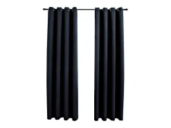 Cortinas opacas con anillas de metal 2 piezas negro 140x245 cm ES287977