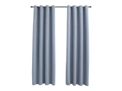 Cortinas opacas con anillas de metal 2 pzs gris 140x225 cm ES444916