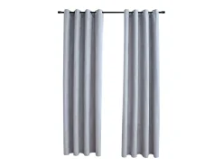 Cortinas opacas con anillas de metal 2 piezas gris 140x245 cm ES362486