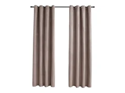 Cortinas opacas con anillas de metal 2 pzs gris topo 140x175 cm ES146143