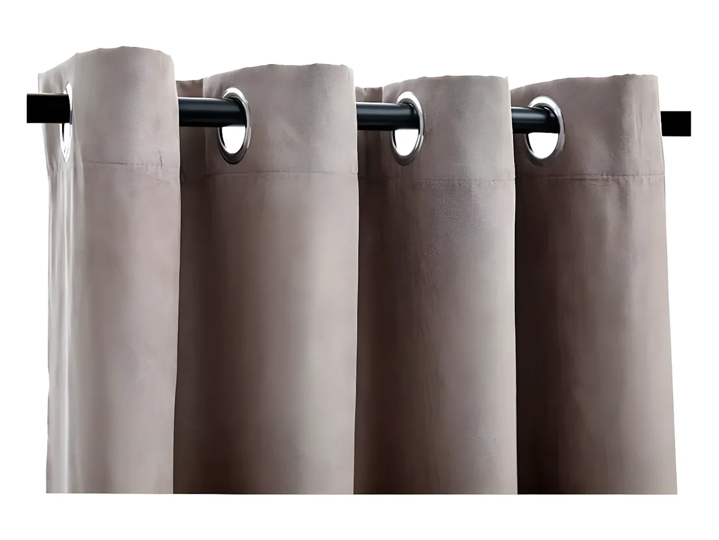 Cortinas opacas con aros de metal 2 piezas gris topo 140x245 cm ES354195
