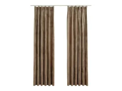 Cortinas opacas con ganchos 2 pzas terciopelo beige 140x225 cm ES223264