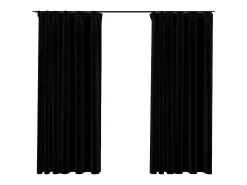 Cortinas opacas con ganchos look de lino 2 pzas negro 140x175cm ES469584