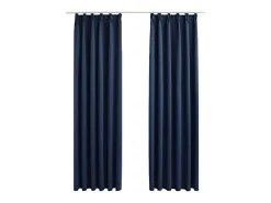 Cortinas opacas con ganchos 2 piezas azul 140x225 cm ES750087