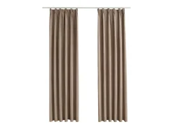 Cortinas opacas con ganchos 2 piezas gris topo 140x245 cm ES884318