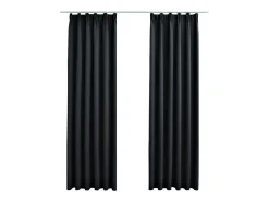 Cortinas opacas con ganchos 2 piezas negro 140x175 cm ES442726