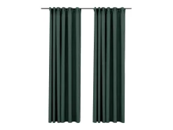 Cortinas opacas con ganchos look de lino 2 pzas verde 140x225cm ES521723